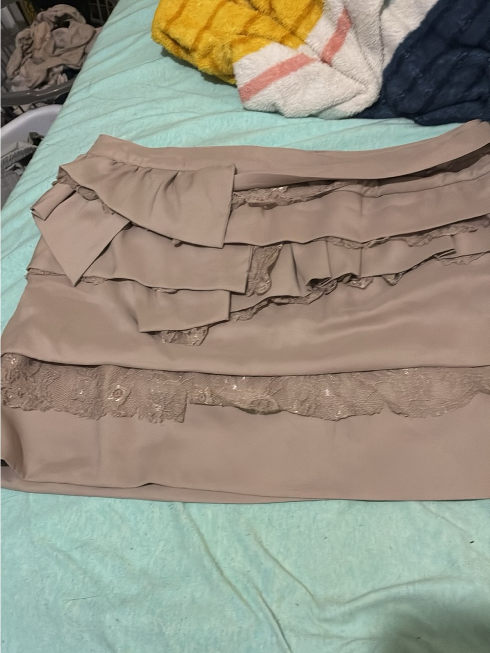 Forever 21 Taupe Tiered Ruffle Lace Maxi Skirt - Neutral Taupe